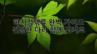 하지정맥류 완벽 가이드: 건강한 다리, 함께 지켜요!